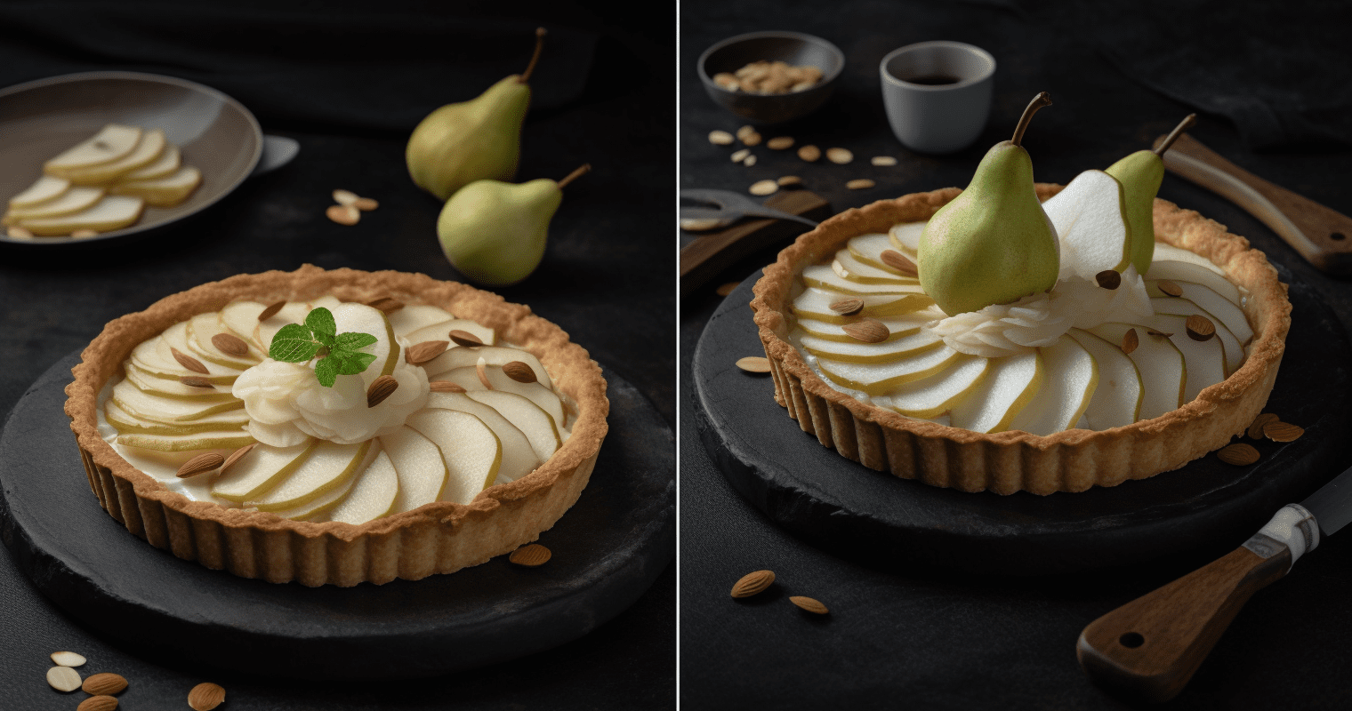 Pear and Almond Tart - Slice on a Plate