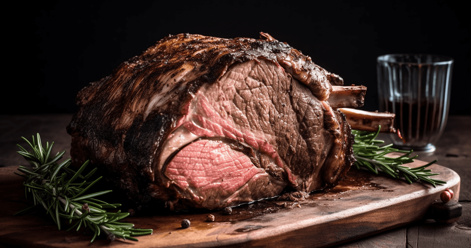 Prime Rib Roast with wine and shallot reduction