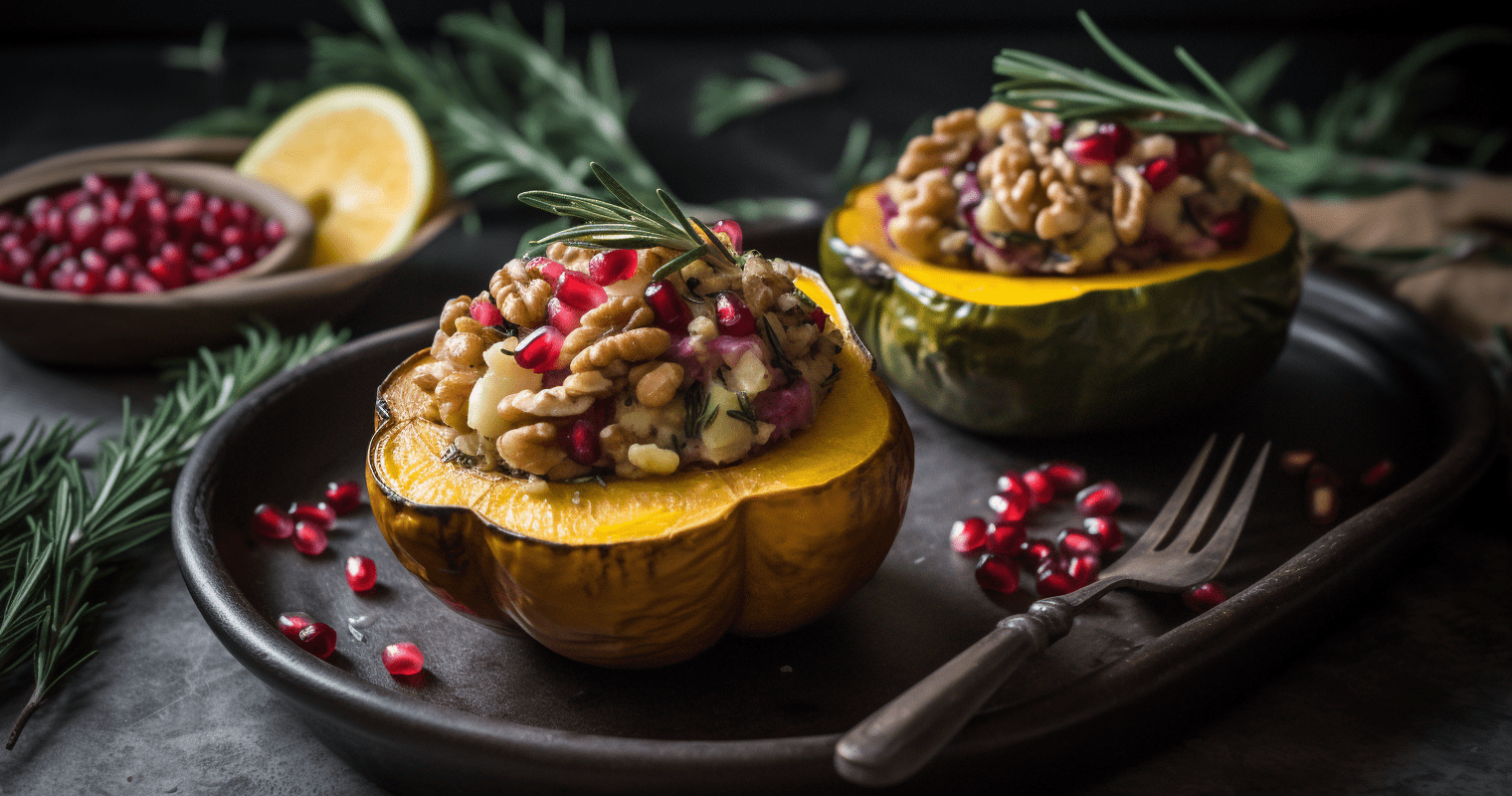 Cranberry and Walnut Stuffed Acorn Squash Recipe