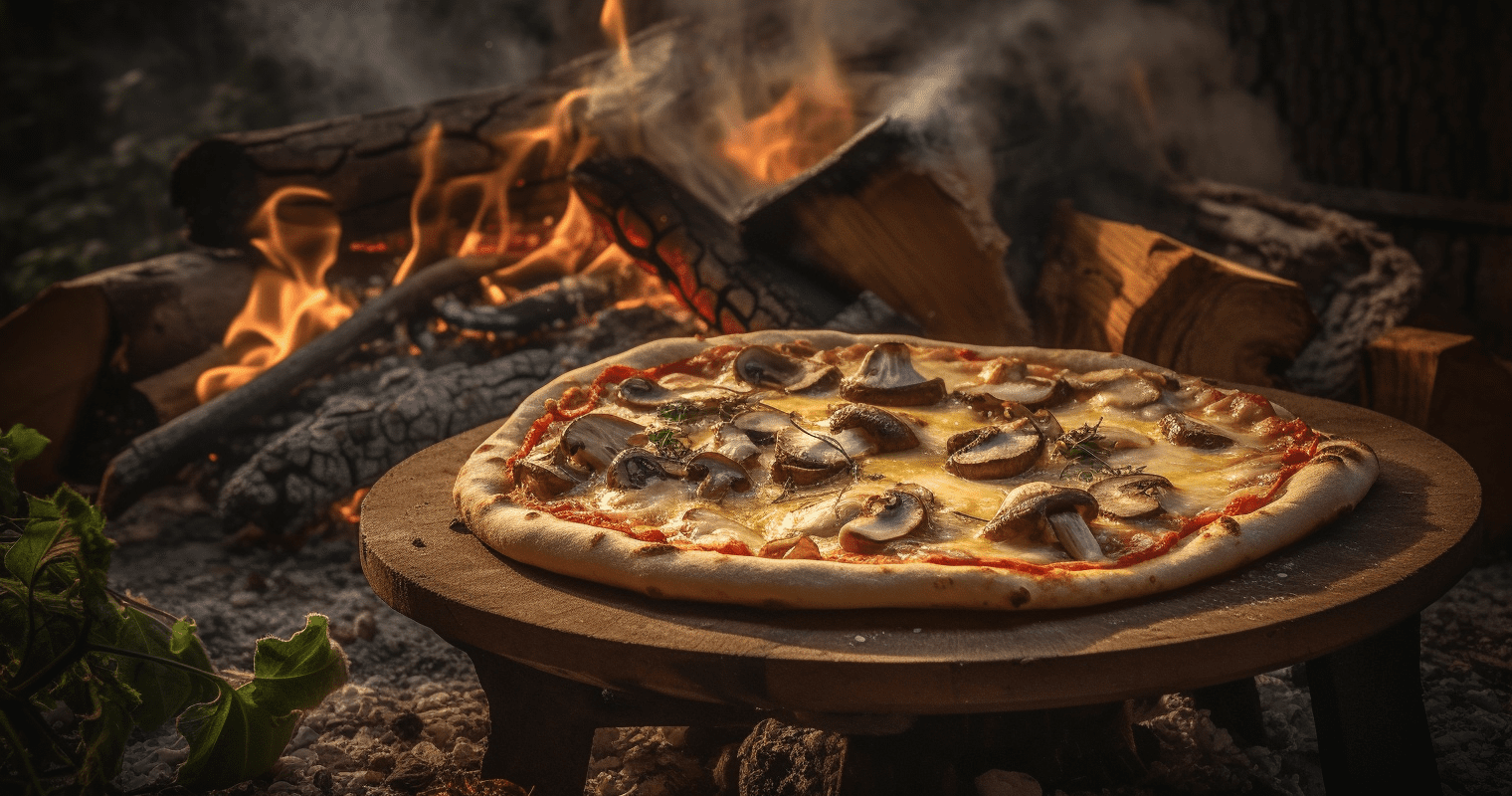 Campfire Pizza cooking on a grill grate