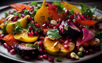 Delicious and Vibrant Autumn Harvest Salad with Roasted Vegetables and Pomegranate Vinaigrette