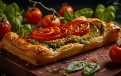 A Delightful Culinary Gem: Puff Pastry Tomato and Pesto Pizza