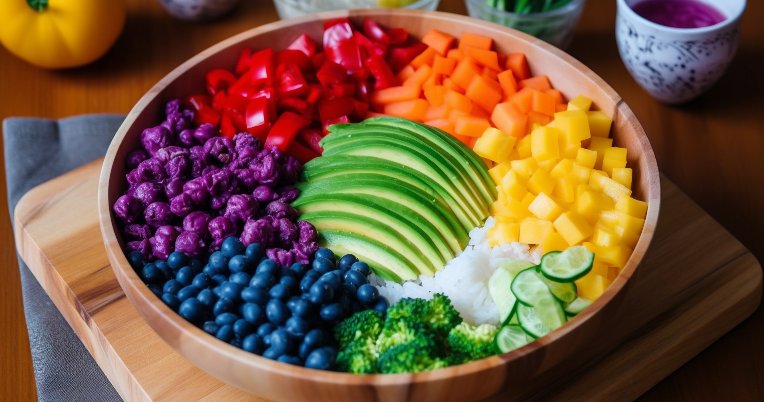 Rainbow Sushi Bowl ready to be served