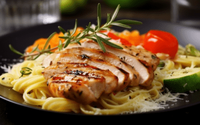 Flame-Grilled Chicken with Butter Pasta and Fresh Vegetables: A Taste of Italy