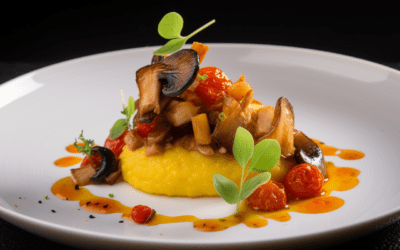 Spicy and Savory: Sichuan Roasted Mushroom and Tomato with Creamy Polenta