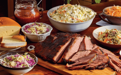 Texas-style Smoked Brisket with Tangy Coleslaw and Warm Cornbread: A Savory and Smoky Delight