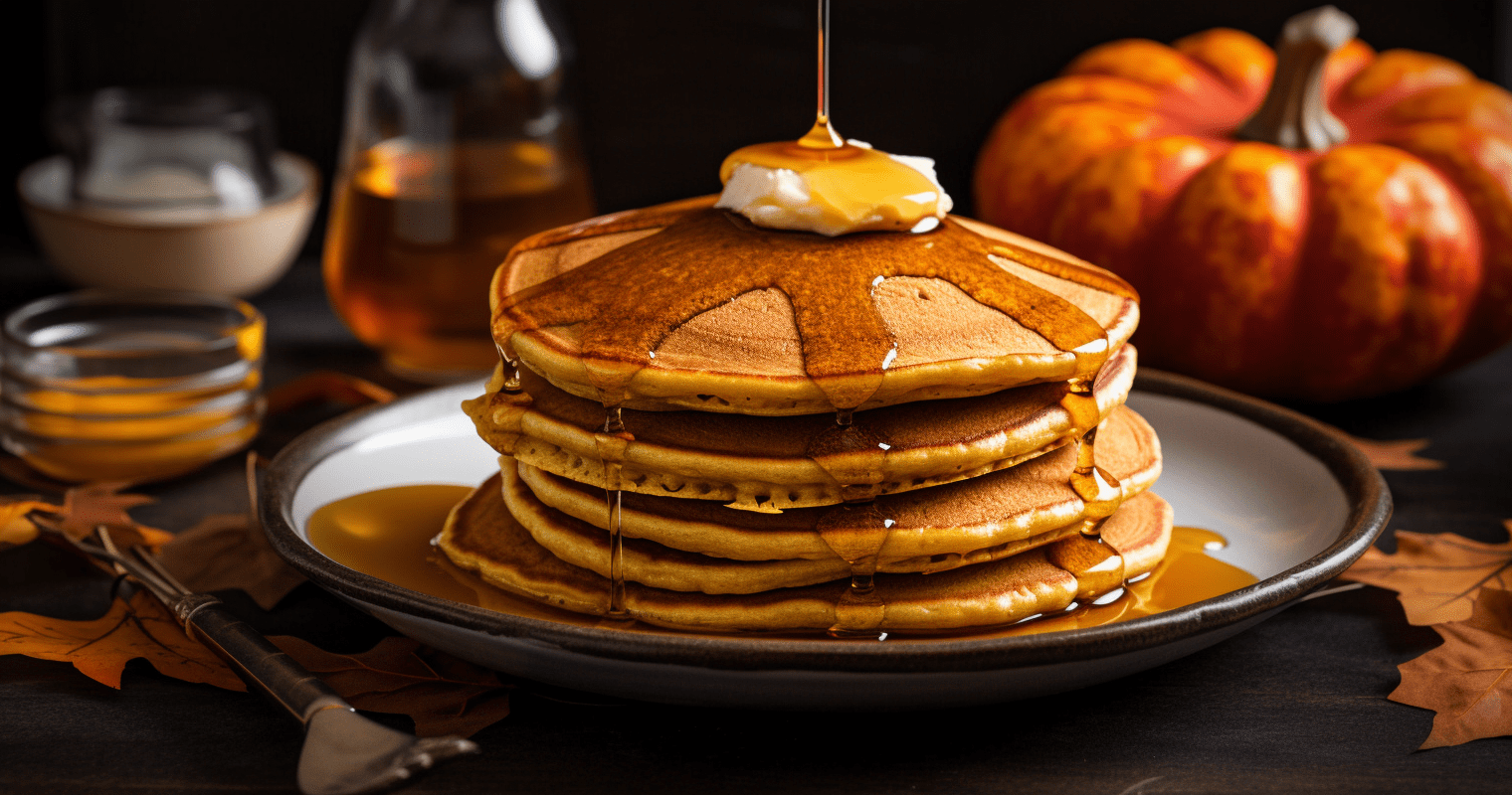Pumpkin Pancakes with Spiced Maple Syrup Final Dish