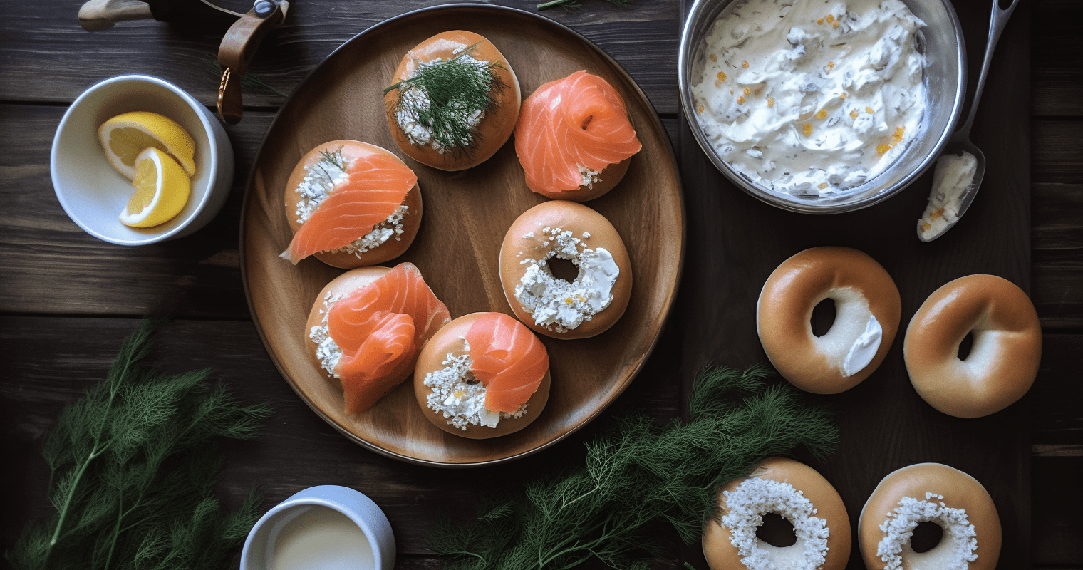 Smoked Salmon Bagels with Cream Cheese and Dill