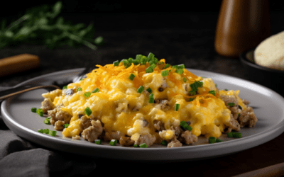 Savory & Cheesy Sunrise Skillet: A Delicious Breakfast Recipe with Sausage and Eggs