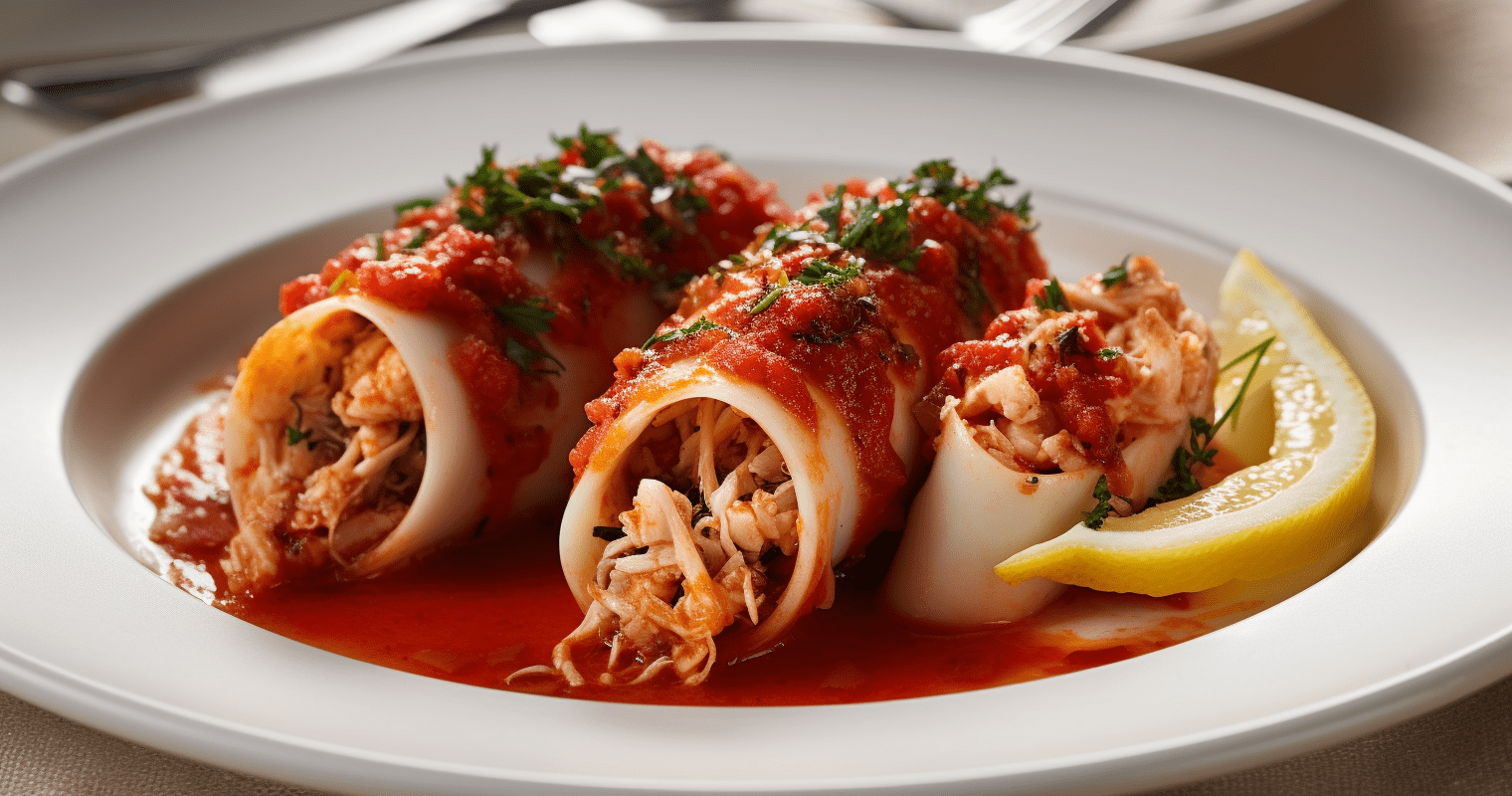 Greek-Style Stuffed Calamari Final Dish