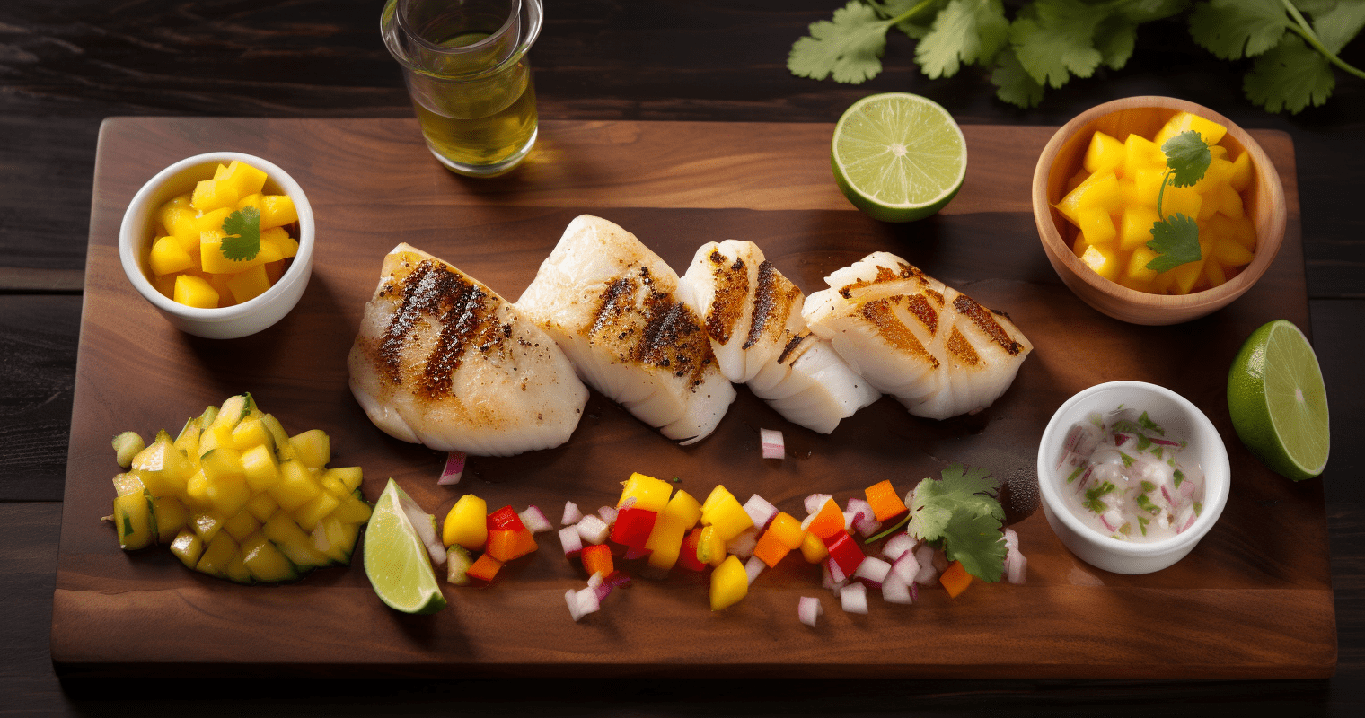 Grilled Chilean Sea Bass with Mango Salsa
