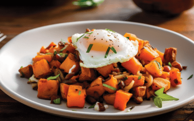 Savor the Simplicity: Sweet Potato Hash with Poached Eggs