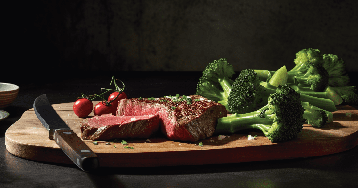 Ribeye Steak with Garlic and Chilli Tender-stem Broccoli